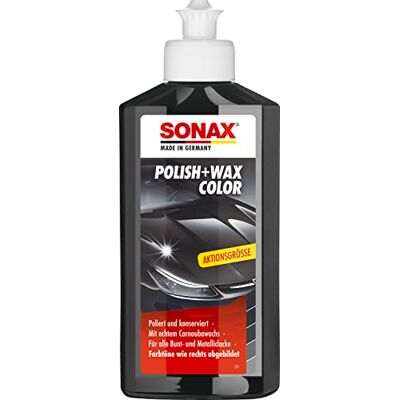 SONAX Polish+Wax Color schwarz (250 ml) Mittelstarke Politur für neuwertige und leicht matte Lacke mit Farbpigmenten und Wachsanteilen Art-Nr. 02961410 SONAX Polish+Wax Color schwarz (250 ml) Mittelstarke Politur für neuwertige und leicht matte Lacke mit Farbpigmenten und Wachsanteilen Art-Nr. 02961410