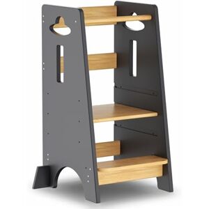 COSYLAND Lernturm ab 1 Jahr Höhenverstellbarer Learning Tower für Kinder (3-stufig) Montessori mit Kippschutz & Massivholz (Dunkelgrau und Holz) COSYLAND Lernturm ab 1 Jahr Höhenverstellbarer Learning Tower für Kinder (3-stufig) Montessori mit Kippschutz & Massivholz (Dunkelgrau und Holz)