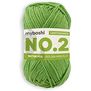 myboshi No.2 Baumwolle zum Häkeln, Baby Wolle, vegane Wolle zum Stricken, 60 Grad waschbar, für Baby und Amigurumi, 50g, Ll 100m Grün (Limettengrün) 1 Knäuel myboshi No.2 Baumwolle zum Häkeln, Baby Wolle, vegane Wolle zum Stricken, 60 Grad waschbar, für Baby und Amigurumi, 50g, Ll 100m Grün (Limettengrün) 1 Knäuel