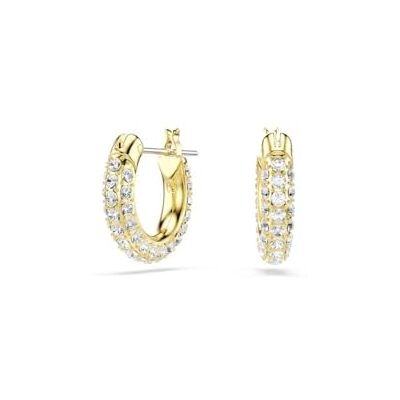 Swarovski Dextera Kreolen, Vergoldete und Weiße Mini-Ohrringe mit Strahlendem, Klarem Kristallpavé, Größe: 1.2 x 1.5 cm Swarovski Dextera Kreolen, Vergoldete und Weiße Mini-Ohrringe mit Strahlendem, Klarem Kristallpavé, Größe: 1.2 x 1.5 cm