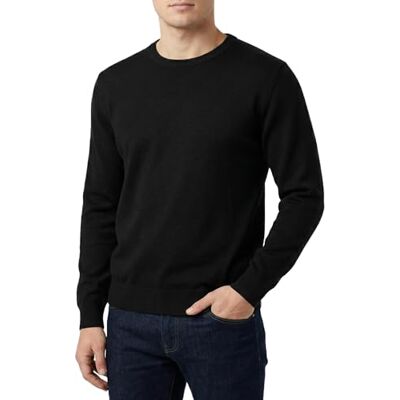 Castle Point CSPKNT003 Herren-Strickpullover mit Rundhalsausschnitt, Schwarz, Mittel Castle Point CSPKNT003 Herren-Strickpullover mit Rundhalsausschnitt, Schwarz, Mittel