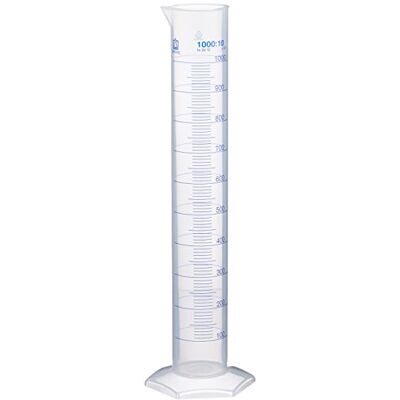 neoLab Brand Polypropylen Messzylinder, Hohe Form, Sechskantfuß, Transparent, 440mm Höhe, 1000mL Kapazität neoLab Brand Polypropylen Messzylinder, Hohe Form, Sechskantfuß, Transparent, 440mm Höhe, 1000mL Kapazität