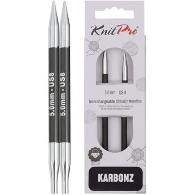 KnitPro Karbonz Austauschbare Nadelspitzen 5" (13cm) 5mm KnitPro Karbonz Austauschbare Nadelspitzen 5" (13cm) 5mm
