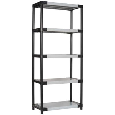 BAYERSYSTEM LADDER LEITER ÉCHELLE DRABINA Bayersystem SMARTPLAST 800 Lagerregal Kunststoffregal mit 5 Regalböden, 185x80x40 cm, bis 350 kg, Schwerlastregal, Kellerregal, Werkstattregal, aus Kunststoff, Grau/Schwarz BAYERSYSTEM LADDER LEITER ÉCHELLE DRABINA Bayersystem SMARTPLAST 800 Lagerregal Kunststoffregal mit 5 Regalböden, 185x80x40 cm, bis 350 kg, Schwerlastregal, Kellerregal, Werkstattregal, aus Kunststoff, Grau/Schwarz