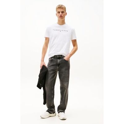 Tommy Jeans Baby Jungen TJM Reg Linear Logo Tee EXT Dm0dm20744 S/S T-Shirt, Weiß, S EU Tommy Jeans Baby Jungen TJM Reg Linear Logo Tee EXT Dm0dm20744 S/S T-Shirt, Weiß, S EU