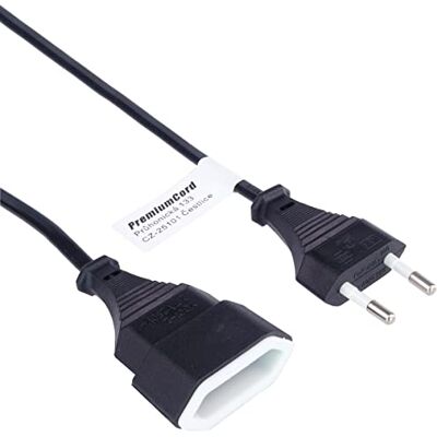 PremiumCord Verlängerungskabel 230V 2m, Euro-Verlängerung mit Eurostecker und Buchse, Stromkabelverlängerung für 230V, Stecker auf Buchse, Farbe schwarz PremiumCord Verlängerungskabel 230V 2m, Euro-Verlängerung mit Eurostecker und Buchse, Stromkabelverlängerung für 230V, Stecker auf Buchse, Farbe schwarz