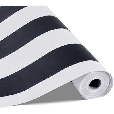 VEVOR Tapete selbstklebend, 45 cm x 15 m, Wandtapete, Klebefolie mit Streifen in Schwarz-Weiß, wasserfest, Möbelfolie, dekorative Vinylrolle für Schlafzimmer, Küche, Büro, Badezimmer VEVOR Tapete selbstklebend, 45 cm x 15 m, Wandtapete, Klebefolie mit Streifen in Schwarz-Weiß, wasserfest, Möbelfolie, dekorative Vinylrolle für Schlafzimmer, Küche, Büro, Badezimmer