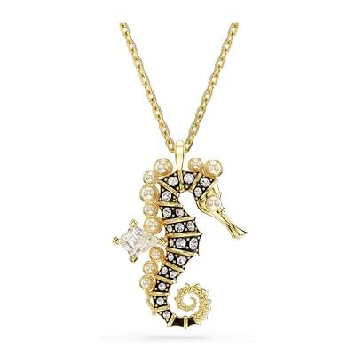 Swarovski Idyllia Anhänger, Blaue, Vergoldete Damenhalskette mit Seepferdchen-Motiv, Strahlenden Kristallen und Kristallperlen Swarovski Idyllia Anhänger, Blaue, Vergoldete Damenhalskette mit Seepferdchen-Motiv, Strahlenden Kristallen und Kristallperlen
