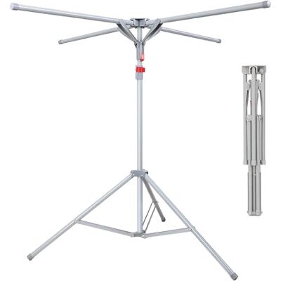 Relaxdays Wäscheständer, klappbar, bis 15 kg, höhenverstellbar, H x D: 100-180 x 125 cm, Wäschestandtrockner, grau Relaxdays Wäscheständer, klappbar, bis 15 kg, höhenverstellbar, H x D: 100-180 x 125 cm, Wäschestandtrockner, grau