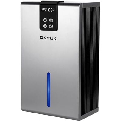 OKYUK Luftentfeuchter Elektrisch 2700ml, Luftentfeuchter für Zuhause mit automatischer Abschaltung, 7-Farben-LED-Licht, ideal für Wohnmobil, Badezimmer, Schlafzimmer,Keller (Grau) OKYUK Luftentfeuchter Elektrisch 2700ml, Luftentfeuchter für Zuhause mit automatischer Abschaltung, 7-Farben-LED-Licht, ideal für Wohnmobil, Badezimmer, Schlafzimmer,Keller (Grau)