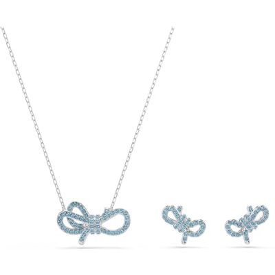 Swarovski Lifelong Bow Set, Schleife, Blau, Rhodiniert Swarovski Lifelong Bow Set, Schleife, Blau, Rhodiniert