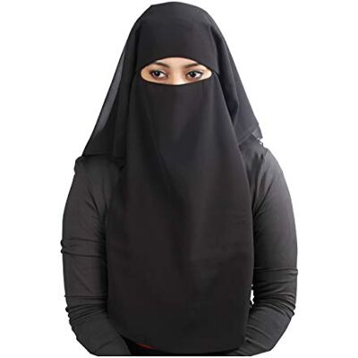 MyBatua 3 Schichten saudi niqab Im atmungsaktiven Georgette, Großhandelspreis, 1 stk Gesichtsschleier NQ-003 (Schwarz) MyBatua 3 Schichten saudi niqab Im atmungsaktiven Georgette, Großhandelspreis, 1 stk Gesichtsschleier NQ-003 (Schwarz)
