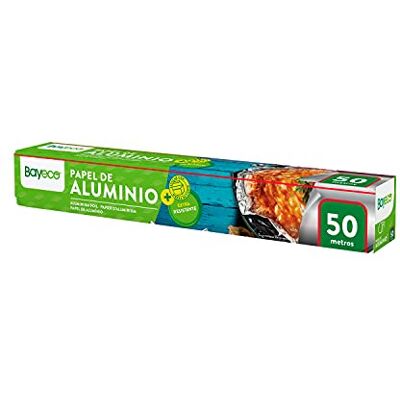 Bayeco Extra robuste Aluminiumfolie – Konservierung und Verpackung von Lebensmitteln – Etui mit Schnittsäge – extra reißfest – hohe Formbarkeit – Rolle 50 m Bayeco Extra robuste Aluminiumfolie – Konservierung und Verpackung von Lebensmitteln – Etui mit Schnittsäge – extra reißfest – hohe Formbarkeit – Rolle 50 m