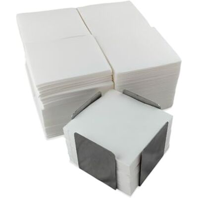 Hostelnovo Packung mit 300 weißen Cocktailservietten aus Papier + Serviettenhalter aus Edelstahl, Mikropunkt-Textur, dicker und saugfähig, 10 x 10 cm, zusammengefaltet Hostelnovo Packung mit 300 weißen Cocktailservietten aus Papier + Serviettenhalter aus Edelstahl, Mikropunkt-Textur, dicker und saugfähig, 10 x 10 cm, zusammengefaltet