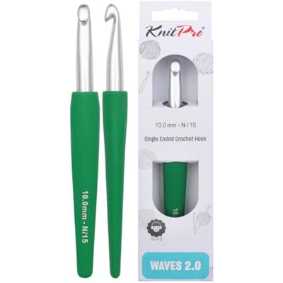 KnitPro Waves 2.0 Single Ended Crochet Hooks 6.0 mm J/10 (Minty Teal), Waldfarn KnitPro Waves 2.0 Single Ended Crochet Hooks 6.0 mm J/10 (Minty Teal), Waldfarn