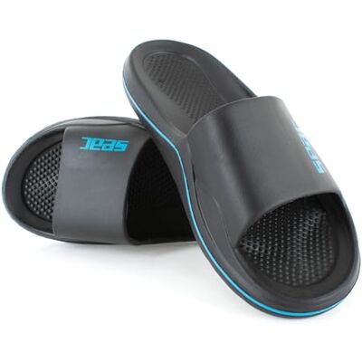SEAC Caya, Gummislipper für Strand und Pool, schwarz/blau, 45 SEAC Caya, Gummislipper für Strand und Pool, schwarz/blau, 45
