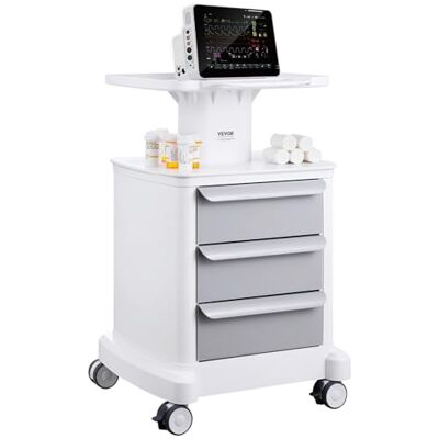 VEVOR Laborwagen Medizinwagen mit 3 Schubladen und 1 oberer Ablage, Rollbarer Laborwagen ABS-Material, 50 kg belastbarer Servierwagen Medizinischer Wagen für Labor, Klinik, Krankenhaus, Salon, weiß VEVOR Laborwagen Medizinwagen mit 3 Schubladen und 1 oberer Ablage, Rollbarer Laborwagen ABS-Material, 50 kg belastbarer Servierwagen Medizinischer Wagen für Labor, Klinik, Krankenhaus, Salon, weiß