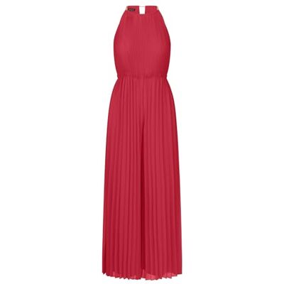 Apart Damen Plissee-Overall, Chiffon-Neckholder-Overall, weites Bein, elastischer Bund, Kettenriemen-Detail, Abendparty-Outfit, stilvolles Hochzeitsgastkleid Apart Damen Plissee-Overall, Chiffon-Neckholder-Overall, weites Bein, elastischer Bund, Kettenriemen-Detail, Abendparty-Outfit, stilvolles Hochzeitsgastkleid