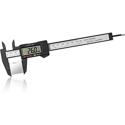 Vinabo Digitaler Messschieber, 150 mm, digitaler Messschieber, elektronisches Messwerkzeug mit großem LCD-Display, für Außen-, Innen-, Tiefen- und Schrittmessungen Vinabo Digitaler Messschieber, 150 mm, digitaler Messschieber, elektronisches Messwerkzeug mit großem LCD-Display, für Außen-, Innen-, Tiefen- und Schrittmessungen