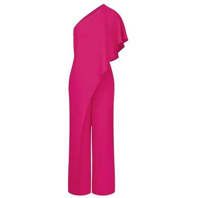 Apart Damen One-Shoulder-Jumpsuit, asymmetrischer Overall mit weitem Bein, ärmelloses Abendoutfit, fließender formeller Strampler, stilvolle Partykleidung Apart Damen One-Shoulder-Jumpsuit, asymmetrischer Overall mit weitem Bein, ärmelloses Abendoutfit, fließender formeller Strampler, stilvolle Partykleidung