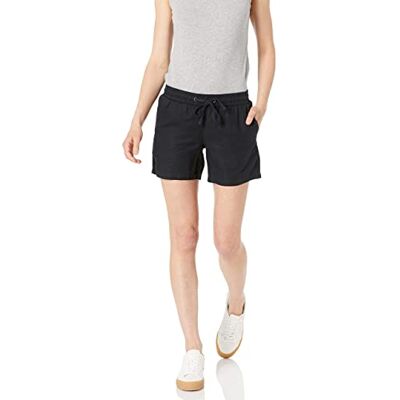 Amazon Essentials Damen-Shorts aus Leinen-Mischgewebe mit Kordelzug (erhältlich in Übergröße), Schwarz, Größe M Amazon Essentials Damen-Shorts aus Leinen-Mischgewebe mit Kordelzug (erhältlich in Übergröße), Schwarz, Größe M