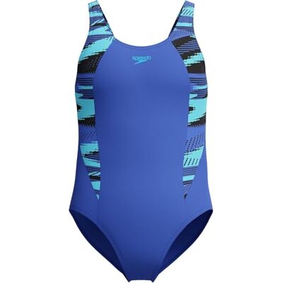 Speedo Mädchen Hyperboom Splice Muscleback-Badeanzug Schwimmtraining Chlorbeständig Schnell trocknend Stretchmaterial Bequeme Passform Cobalt Pop 5-6 Speedo Mädchen Hyperboom Splice Muscleback-Badeanzug Schwimmtraining Chlorbeständig Schnell trocknend Stretchmaterial Bequeme Passform Cobalt Pop 5-6