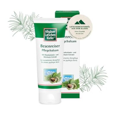 Allgäuer Latschenkiefer Besenreiser Pflegebalsam mit leichtem Schimmer zur kosmetischem Milderung von Besenreiser 75 ml Allgäuer Latschenkiefer Besenreiser Pflegebalsam mit leichtem Schimmer zur kosmetischem Milderung von Besenreiser 75 ml