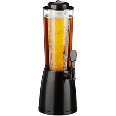 Relaxdays Biersäule mit Zapfhahn, 2,5 l, Getränkespender mit Kühlung, Biertower Garten, Zapfsäule, transparent/schwarz Relaxdays Biersäule mit Zapfhahn, 2,5 l, Getränkespender mit Kühlung, Biertower Garten, Zapfsäule, transparent/schwarz