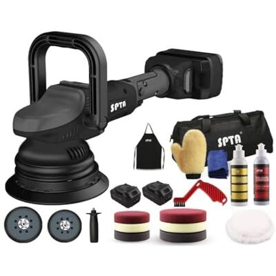 SPTA Exzenter Poliermaschine, 18V Exzenterpolierer mit Variable Geschwindigkeit, mit 125mm Polierschwamm Polierteller, polieren Pad/Wollscheibe 2tlg 4000 mAh Batterie SPTA Exzenter Poliermaschine, 18V Exzenterpolierer mit Variable Geschwindigkeit, mit 125mm Polierschwamm Polierteller, polieren Pad/Wollscheibe 2tlg 4000 mAh Batterie