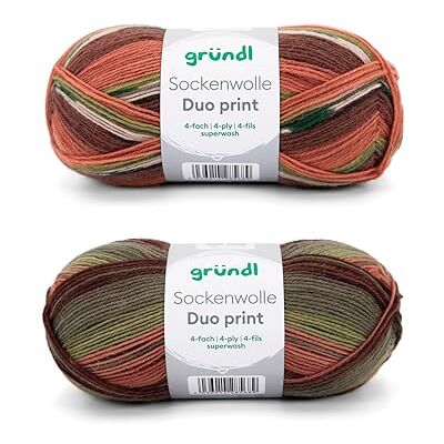 120 Gründl Wolle Sockenwolle Duo Strickgarn für 2 Paar Socken Strapazierfähig und hautfreundlich 75% Schurwolle, 25% Polyamid 2 Knäuel 100 g / 420 m Nadelstärke 2,5-3 orange-grün-braun 120 Gründl Wolle Sockenwolle Duo Strickgarn für 2 Paar Socken Strapazierfähig und hautfreundlich 75% Schurwolle, 25% Polyamid 2 Knäuel 100 g / 420 m Nadelstärke 2,5-3 orange-grün-braun
