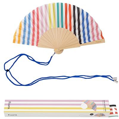 FISURA Original-Fächer mit bunten Streifen, moderner und bunter Holzfächer, Mini-Handventilator, inklusive Aufhänger, Maße: 34,5 cm x 23 cm, Mini, gestreift, onesize FISURA Original-Fächer mit bunten Streifen, moderner und bunter Holzfächer, Mini-Handventilator, inklusive Aufhänger, Maße: 34,5 cm x 23 cm, Mini, gestreift, onesize
