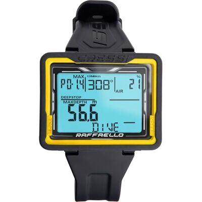 CRESSI Raffaello Diving Computer Black/Yellow Tauchcomputer Unisex mit Großem Rechteckigem Bildschirm mit Hohem Kontrast für Maximale Lesbarkeit der Daten, Schwarz/Gelb, Einheitsgröße CRESSI Raffaello Diving Computer Black/Yellow Tauchcomputer Unisex mit Großem Rechteckigem Bildschirm mit Hohem Kontrast für Maximale Lesbarkeit der Daten, Schwarz/Gelb, Einheitsgröße