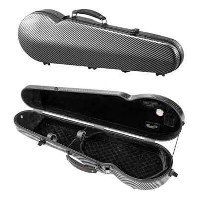 VEVOR 4/4 Violinenkoffer in voller Größe, eingebautes Hygrometer, Geigenkoffer, Geigenkasten mit weichem Futter, zwei Schultergurten, kratzfest, dreieckige Form, für Violine, schwarz VEVOR 4/4 Violinenkoffer in voller Größe, eingebautes Hygrometer, Geigenkoffer, Geigenkasten mit weichem Futter, zwei Schultergurten, kratzfest, dreieckige Form, für Violine, schwarz