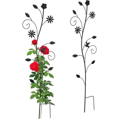 Relaxdays Rankhilfe, 2er Set, Blumendesign, Rosengitter, HBT: 110x34x1 cm, Metall, freistehend, Pflanzgitter, schwarz Relaxdays Rankhilfe, 2er Set, Blumendesign, Rosengitter, HBT: 110x34x1 cm, Metall, freistehend, Pflanzgitter, schwarz