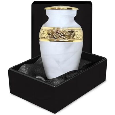 Solace Forever Weiße Andenken-Urne – Mini-Urne für Asche mit Box und Tasche im Lieferumfang – ehren Sie Ihre Liebsten mit einer kleinen Urne Solace Forever Weiße Andenken-Urne – Mini-Urne für Asche mit Box und Tasche im Lieferumfang – ehren Sie Ihre Liebsten mit einer kleinen Urne
