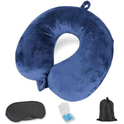 Cozary Nackenkissen Aufblasbar, Flugzeug Kissen, Kompaktes Nackenkissen Aufblasbar mit Schlafmaske und Ohrstöpseln, Reisekissen für Flugzeug, Zug, Büro-Blau Cozary Nackenkissen Aufblasbar, Flugzeug Kissen, Kompaktes Nackenkissen Aufblasbar mit Schlafmaske und Ohrstöpseln, Reisekissen für Flugzeug, Zug, Büro-Blau