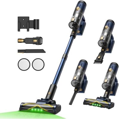 Vexilar V12 Akku Staubsauger Kabellos 50Kpa / 50Min, Leichter Selbststehend Akkustaubsauger mit Touchscreen, Grünes Licht, Anti-Tangle, Staubsauger für Teppich Hartböden Vorhang Auto Haustierhaare Vexilar V12 Akku Staubsauger Kabellos 50Kpa / 50Min, Leichter Selbststehend Akkustaubsauger mit Touchscreen, Grünes Licht, Anti-Tangle, Staubsauger für Teppich Hartböden Vorhang Auto Haustierhaare