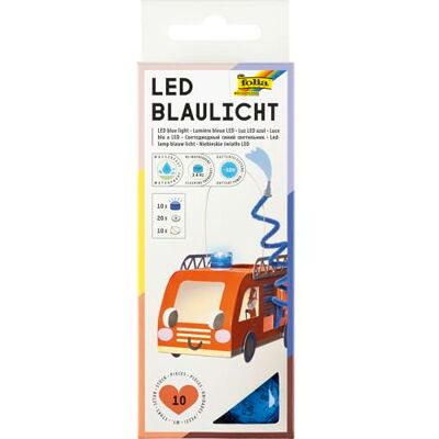 folia 989/10 LED Blaulicht, 10 Stück mit ⌀ 3 x 2,3 cm, Blinkfrequenz von 3,4 Hz, wasserfest, Laufzeit von bis zu 12h, inkl. 20 Batterien und 10 Klebepads, Blau folia 989/10 LED Blaulicht, 10 Stück mit ⌀ 3 x 2,3 cm, Blinkfrequenz von 3,4 Hz, wasserfest, Laufzeit von bis zu 12h, inkl. 20 Batterien und 10 Klebepads, Blau