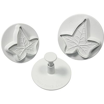 PME Plunger Cutter Set 3 Pieces-Veined Ivy Leaf, Weiß PME Plunger Cutter Set 3 Pieces-Veined Ivy Leaf, Weiß