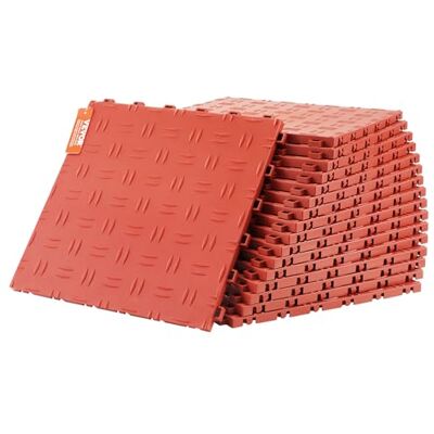 VEVOR Garagenfliesen ineinandergreifend 25 Stück PP Bodenfliesen Garagenboden 305 x 305 x 13,4 mm rutschfeste doppelseitige Textur für Garagen, Keller, Reparaturwerkstätten, Rot VEVOR Garagenfliesen ineinandergreifend 25 Stück PP Bodenfliesen Garagenboden 305 x 305 x 13,4 mm rutschfeste doppelseitige Textur für Garagen, Keller, Reparaturwerkstätten, Rot