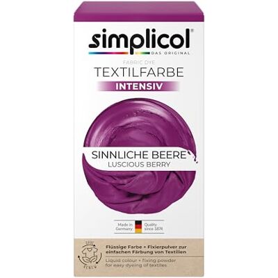 simplicol Textilfarbe intensiv Sinnliche-Beere 1er Pack Textilfarbe Waschmaschinenfest Flüssige Farbe & Fixierpulver mit Salz Stofffarbe zum Neufärben, Umfärben & Auffrischen simplicol Textilfarbe intensiv Sinnliche-Beere 1er Pack Textilfarbe Waschmaschinenfest Flüssige Farbe & Fixierpulver mit Salz Stofffarbe zum Neufärben, Umfärben & Auffrischen