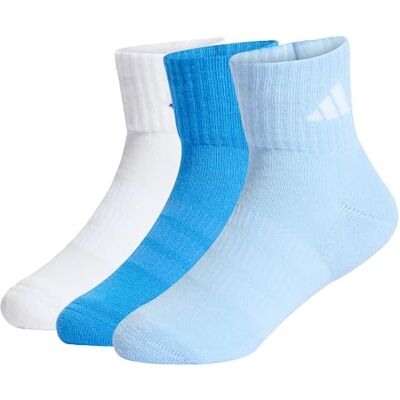Adidas Unisex Kids CUSHIONED SPORTSWEAR ANKLE SOCKS 3 PAIR PACK, glow blue/white/ray blue, 4-5 Years Adidas Unisex Kids CUSHIONED SPORTSWEAR ANKLE SOCKS 3 PAIR PACK, glow blue/white/ray blue, 4-5 Years