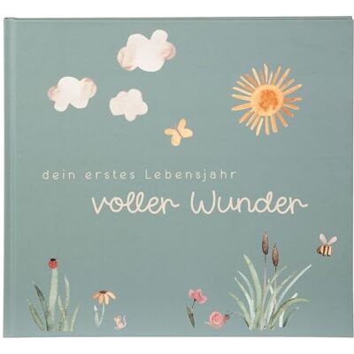 goldbuch 50 512 Babytagebuch Voller Wunder Wiese Salbeigrün, Erinnerungsalbum mit 100 illustrierten Seiten, Einband mit Goldprägung und einer Wiese als Motiv, Babyalbum ca. 24,5 x 22,5 x 3,5 cm goldbuch 50 512 Babytagebuch Voller Wunder Wiese Salbeigrün, Erinnerungsalbum mit 100 illustrierten Seiten, Einband mit Goldprägung und einer Wiese als Motiv, Babyalbum ca. 24,5 x 22,5 x 3,5 cm