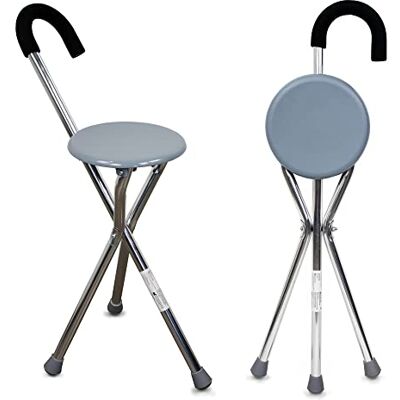 Mobiclinic , Gehstock mit Sitz, Bis zu 90 kg, Gloria, Europäische Marke, Faltbar, Aluminium, DREI füßen, Anti-rutsch-zwingen, Orthopädischer, Ergonomischer Griff, Grau Mobiclinic , Gehstock mit Sitz, Bis zu 90 kg, Gloria, Europäische Marke, Faltbar, Aluminium, DREI füßen, Anti-rutsch-zwingen, Orthopädischer, Ergonomischer Griff, Grau