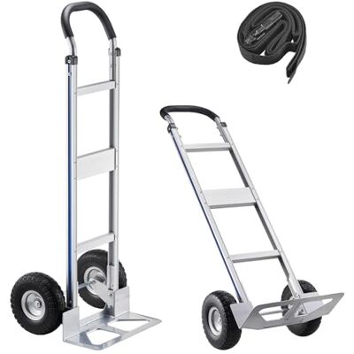 VEVOR Sackkarre, 227 kg Tragkraft, Schwerlast-Transportkarre mit Griff, Handkarre aus Aluminiumlegierung mit Zurrgurt, Stapelkarre für Umzüge nach Hause, ins Büro, ins Lager, 480x500x1340 mm VEVOR Sackkarre, 227 kg Tragkraft, Schwerlast-Transportkarre mit Griff, Handkarre aus Aluminiumlegierung mit Zurrgurt, Stapelkarre für Umzüge nach Hause, ins Büro, ins Lager, 480x500x1340 mm