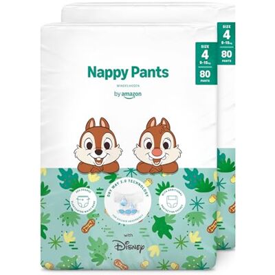 by Amazon Disney-Windelhosen, Größe 4 (9–15 kg), 160 Stück (2 Packungen à 80 Stück), weiß – Monatsvorrat (früher von der Marke Mama Bear, dasselbe Produkt) by Amazon Disney-Windelhosen, Größe 4 (9–15 kg), 160 Stück (2 Packungen à 80 Stück), weiß – Monatsvorrat (früher von der Marke Mama Bear, dasselbe Produkt)