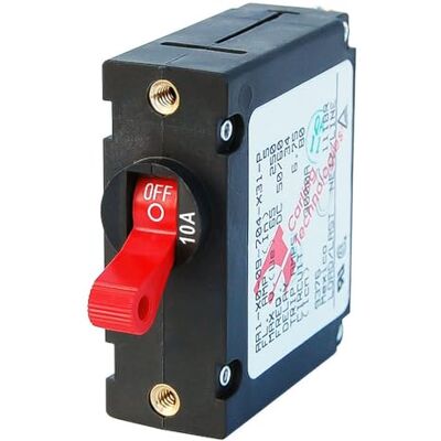 Blue Sea Systems 7205 A-Serie, Kippschutzschalter, einpolig, 10 A, Rot Blue Sea Systems 7205 A-Serie, Kippschutzschalter, einpolig, 10 A, Rot