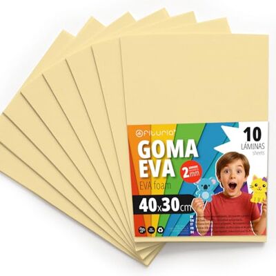 OFITURIA Moosgummi für Bastelarbeiten und Schulprojekte, Farbiges Schaumstoff ideal für DIY, Dekoration, Scrapbooking und kreative Projekte 40x30cm (Creme, 10 Stk) OFITURIA Moosgummi für Bastelarbeiten und Schulprojekte, Farbiges Schaumstoff ideal für DIY, Dekoration, Scrapbooking und kreative Projekte 40x30cm (Creme, 10 Stk)