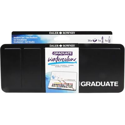 Daler Rowney Daler-Rowney Graduate Watercolour Aquarellfarben, Studenten-Set, 36 Farben + 1 Aquarellpinsel Aquafine + 1 Graduate Graphitstift Daler Rowney Daler-Rowney Graduate Watercolour Aquarellfarben, Studenten-Set, 36 Farben + 1 Aquarellpinsel Aquafine + 1 Graduate Graphitstift