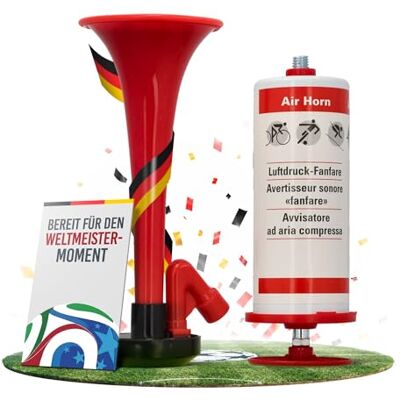 cartrend Fanfare Luftdruck, luftbetriebenes Horn, vielseitige Nutzung als Hupe im Straßenverkehr, Fußballspielen, Partys, rot cartrend Fanfare Luftdruck, luftbetriebenes Horn, vielseitige Nutzung als Hupe im Straßenverkehr, Fußballspielen, Partys, rot